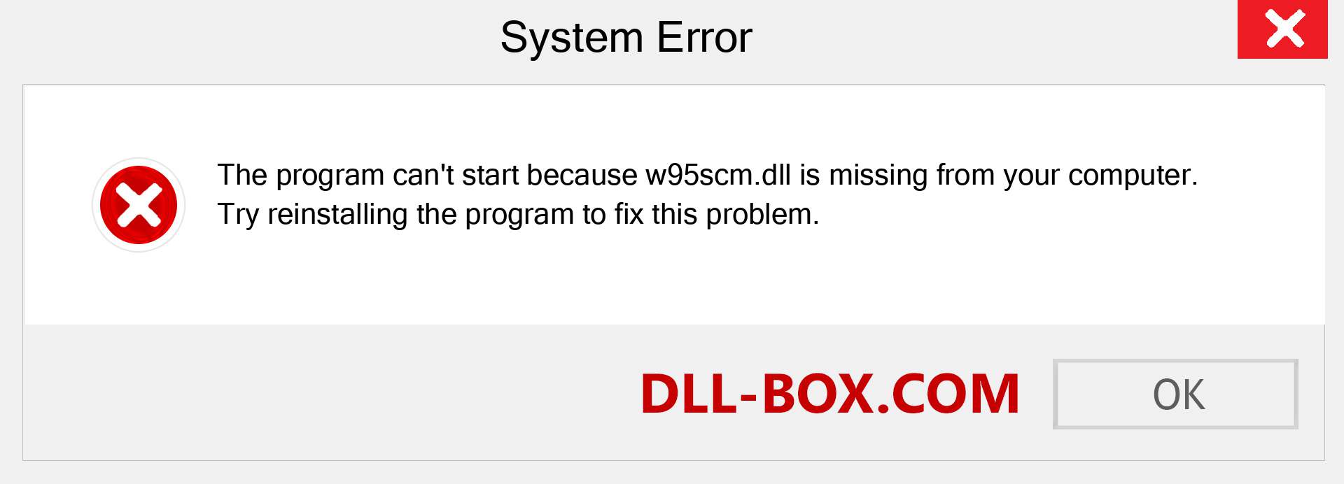  w95scm.dll file is missing?. Download for Windows 7, 8, 10 - Fix  w95scm dll Missing Error on Windows, photos, images